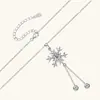 Collar de Copo de Nieve de Plata de Ley S925 Europeo y Americano para Mujer con Colgante de Moissanita, Cadena Clavicular de Borla de Lujo Ligero de Alta Gama, Regalo para Qixi