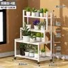 Estante para Flores Estantería Reforzada de Niveles con Ruedas de Pie Hierro Forjado Doméstico Interior Exterior Estante para Maceta Potos Verde