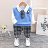 Ropa Infantil Niños 2024 Nuevo Otoño Estilo Preppy Camisa con Corbata Manga Larga Estilo Coreano Chaleco de Color Puro Conjunto de Tres Piezas