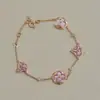 Versão de Luxo Pulseira de Trevo de Quatro Folhas e Flor de Cinco Folhas com Madrepérola Natural, Colar de Trevo de Quatro Folhas Espesso Banhado a Ouro 18K para Mulheres, Popular entre Influenciadores