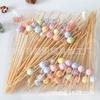 Palitos de flor descartáveis espetos de bambu coloridos palitos de fruta palitos de fruta criativos decoração de coquetel travessa de frutas garfos de sobremesa