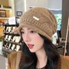 Gorro holgado para mujer de circunferencia de cabeza grande, cálido de punto para otoño e invierno, 2025 nueva moda, gorro de punto adelgazante para el rostro