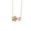 Yi Lu Yin Prata Esterlina S925 Banhado a Ouro Pingente de Turmalina Luxo Leve Flores Desabrochando Corrente para Clavícula Moda de Nicho Conjunto de Temperamento Colar