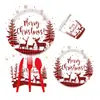 Navidad Tema Fiesta Vajilla Desechable Platos de Papel Servilletas de Papel Copos de Nieve Patrón Almizcle Juego de Decoración