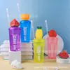 Comercio Exterior Transfronterizo Personalizado Exposición Festiva Bebida de Jugo Vaso de Plástico Desechable Botella de Agua con Forma de Dibujo Animado Divertido