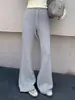 Pantalones acampanados grises para mujer, primavera, verano, otoño 2026 nuevo estilo, pantalones deportivos casuales de cintura alta estilo americano, pantalones deportivos acampanados ligeramente petite