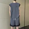 Conjunto de Chaleco y Camiseta sin Mangas para Hombre para Verano, Atuendo Deportivo Juvenil Fresco y Elegante de Dos Piezas