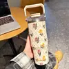 Copo Térmico Portátil de Mão para Duas Bebidas, Floral 3D, para Carro, Armazenamento Frio, Portátil, para Exterior, Vácuo, Copo de Presente