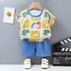 Traje de Manga Corta para Niños, Algodón, Nuevo Estilo de Verano, Pantalones Cortos Estilo Coreano para Niños, Ropa Delgada para Niños, Ropa de Verano para Niñas, Ropa para Bebés