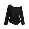 Amazon comercio exterior transfronterizo para mujeres europeas y americanas otoño e invierno 2024 nueva moda callejera top asimétrico decorativo plisado