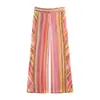 Novo Conjunto de Moda Feminina de Verão Versátil com Top Regata sem Mangas Listrado de Gola Halter e Calça Casual para Exportação