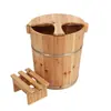 Barril para Baño de Pies Redondo de Madera Maciza de 40 cm de Alto con Tapa Barril para Baño de Pies Barril Espesado para Fumigación Barril para Baño de Pies Tienda de Baño de Pies para el Hogar