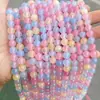 Jingde Jewelry Pedra Calcedônia Rosa Claro Contas Soltas 6mm Cristal Rosa Transparente Imitação Ágata Rosa Contas Redondas Acessórios para Joias DIY Atacado