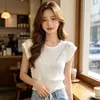 Moda Feminina Nova Estilo Europeu Outono e Primavera Malha Gelo Seda Vazada Top Estação Europeia Camisa Sem Mangas de Verão