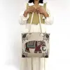 Nuevo Paño de Arena Bolsa de Flores de Seda Dorada Bolso de Hombro Bolso Tote de Gran Capacidad Bolsa de Lona Estilo Nacional Peonía Bolsa de Compras Portátil