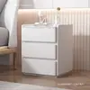 No requiere instalación, simple, moderno, todo madera maciza, tablero de roca, elevado 60 cm, mesita de noche de tres niveles, completamente ensamblado, de pie, lujo ligero, estilo crema