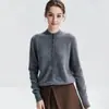 Kangsai Ni ~ Cardigan 100% Caxemira Pura Feminino Gola Meia-Alta Botões Malha Suéter Versátil Casaco Simples