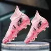 Nuevos zapatos de fútbol AG de tacos largos y para césped artificial transfronterizos para hombres, mujeres y niños, zapatos deportivos de alta gama para césped artificial al por mayor