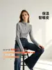 Camiseta Básica Antibacteriana para Mujer Yifeisi, Nuevo Cuello Alto Pequeño Otoño/Invierno, Se Puede Usar como Capa Interior o Exterior, Camiseta de Manga Larga Autocalentable para Mujer