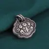 Plata de ley S925 cara de animal negro tinta candado Ruyi colgante vintage desgastado doble cara plata candado colgante colgante material para manualidades
