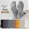 Meias curtas masculinas de cinco dedos 95% algodão, meias masculinas de algodão puro para primavera e verão, meias de malha de algodão penteado de cor sólida, meias desodorantes para os dedos