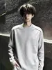 Camiseta básica negra de cuello medio para hombre, otoño e invierno, juvenil, estilo americano, sudadera con forro polar interior, camiseta de manga larga, moderna