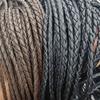 En stock directo de fábrica pulsera de cuerda trenzada de cuero suave de cuatro hebras, joyería con colgante de cuero, cuerda de cuero de 4 mm, venta al por mayor