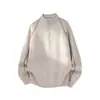 Suéter casual esportivo Hanlu com gola semiaberta para homens, estilo vintage old money outono e inverno, tricô listrado de gola redonda em cores contrastantes