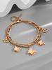 Pulsera Europea y Americana de Acero de Titanio con Doble Capa Chapada en Oro de 18K para Mujer con Diseño Nicho, Pulsera con Colgante de Mariposa de Estilo Hip-Hop Moderno y Personalizado