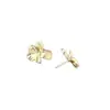 Pendientes de Flor Dorada Tridimensionales Elegantes de Alta Gama Atmosféricos Diseño Francés de Nicho Sentido Metálico Flor de Metal Nuevo Estilo Top de Oreja para Mujer