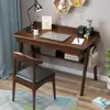 Escritorio pequeño para el hogar para apartamentos pequeños, escritorio de estudio simple, escritorio de madera maciza estilo nórdico para dormitorio, adecuado para estudiantes de secundaria