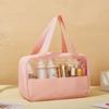 Conjunto de Três Peças de Bolsas de Maquiagem Costuradas, Grande Capacidade, PVC Impermeável, PU Semitransparente, Bolsa de Armazenamento Portátil, Armazenamento de Grande Capacidade