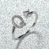 Anillo con Letra de Oro Rosa Nuevo de Amazon Transfronterizo Anillo Abierto con Diamante Blanco Joyería de Mano Anillo Único Personalizado Venta al por Mayor