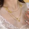 Collar Largo de Margaritas Doradas Multicapa, Retro, Lujo Ligero, Cadena de Clavícula Exquisita y a la Moda para Mujer