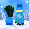 Crianças de 3 a 17 anos, crianças luvas infantis grossas à prova de frio, à prova d'água, à prova de vento, antiderrapantes, quentes, de algodão para neve para esqui, inverno