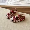 Sandálias de Verão para Meninas de 3-6 Anos, Sandálias Fechadas Estilo Princesa com Solado Macio e Estampa Floral, Sapatos de Praia Respiráveis para Crianças, Sapatos de Bebê