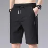 Pantalones Cortos Casuales de Seda de Hielo Finos de Verano para Hombre Talla Grande Pantalones de Playa Ropa Exterior Pantalones de Verano de Longitud Media