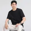 Camiseta de Manga Corta de Algodón Mercerizado con Amoniaco Líquido de 270g, Elegante, para Hombre, Camiseta Delgada Suelta de Seda de Hielo Fresca para Verano, para Hombre