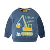 Suéter de Otoño Nuevo para Niños, Algodón Puro, Sudadera de Dibujos Animados de Coche Excavador para Bebé, Cuello Redondo, Venta al por Mayor, Dropshipping