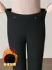 1025 Pantalones de Lana Gruesa con Forro de Terciopelo para Invierno, de Cintura Alta, Pierna Recta, Moda, Suaves, Cálidos, Casual