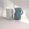 Taza de Cerámica Mate de Comercio Exterior con Líneas Simples, Taza de Café de Oficina Estilo Pareja de 380 ml, Regalo Personalizable