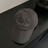 Gorra de Béisbol Azul Bordada con Letras Retro para Mujer Ala Ancha Circunferencia de Cabeza Grande Gorra Estilo Coreano Protección Solar Hace la Cara Más Pequeña Gorra de Pico