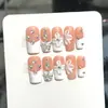 YiheFlor de Gelo com DiamantesAdesivos 3D de Flor Branca para Unhas Tom Rosa Estilo Francês Unhas Postiças Wearable Puramente Feitas à Mão