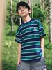 Camiseta de Manga Corta a Rayas para Niños 2026 Verano Nuevo Estilo Top Suelto y Suave de Media Manga con Cuello Redondo para Niños Medianos y Grandes
