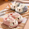 Pantuflas de Algodón para Niños Invierno Niños Niñas Cálidas Felpa Adicional Piel de Conejo Hogar Padre-Hijo Lindos Pequeños Bebé Zapatos de Algodón
