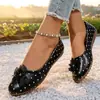 Zapatos de comercio exterior para mujer 2026 Nuevo estilo europeo y americano punta redonda lazo plano suela blanda mocasines zapatos casuales para meter el pie