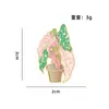 Nova Broche de Planta Verde Tropical, Flores e Folhas Simuladas, Planta em Vaso Perene, Emblema de Metal, Acessórios para Roupas