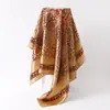 Lenço de Seda com Padrão Paisley Clássico Europeu e Americano para Mulheres, Lenço de Cabeça Versátil da Moda em Seda Sintética, Lenço Quadrado de 90cm, Atacado Transfronteiriço