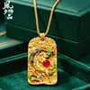 Colgante Espíritu Dragón Caballo Estilo Montaña Dorada y Plateada, Imitación Oro Artesanía Antigua Oro Montaña Dorada Relieve Doble Cara