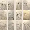 108 Pegatinas de Calco de Dibujo a Línea de Niñas Hermosas, Figuras para Practicar Dibujo a Mano Alzada, Pegatinas de Papel de Dibujo para Estudiantes de Arte